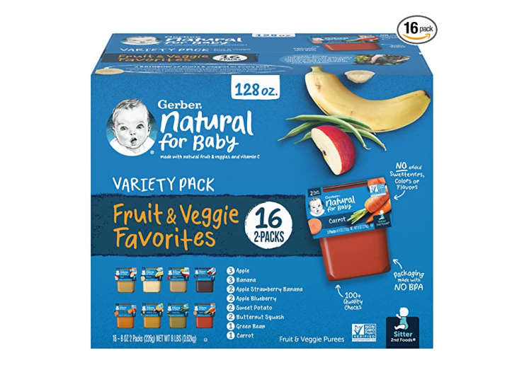 Gerber Baby Food 2nd Foods Variety Pack, Fruit _ Veggie Puree Favorites